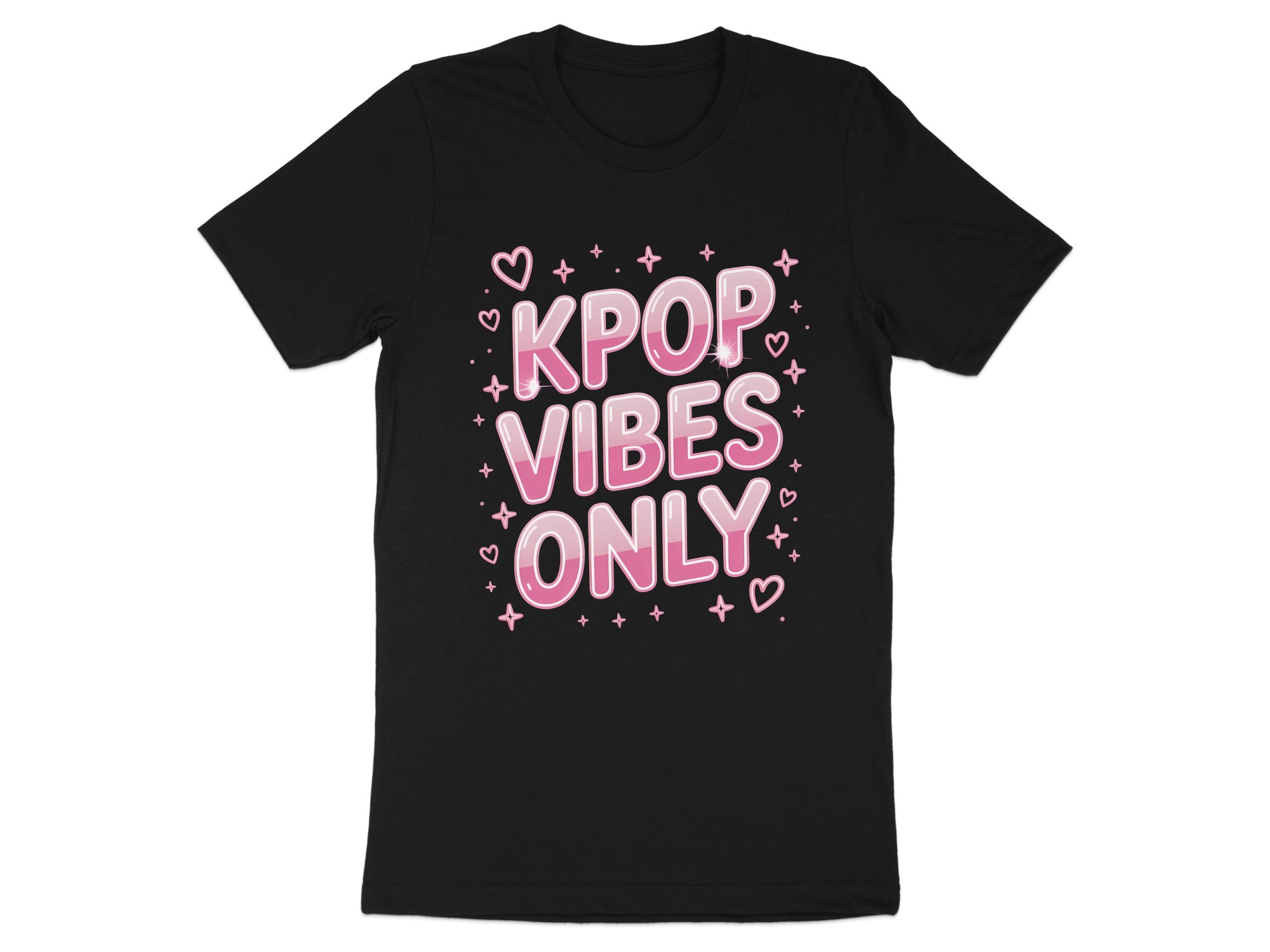 Kpop Vibes Only Black Graphic Tee for Kpop Fans