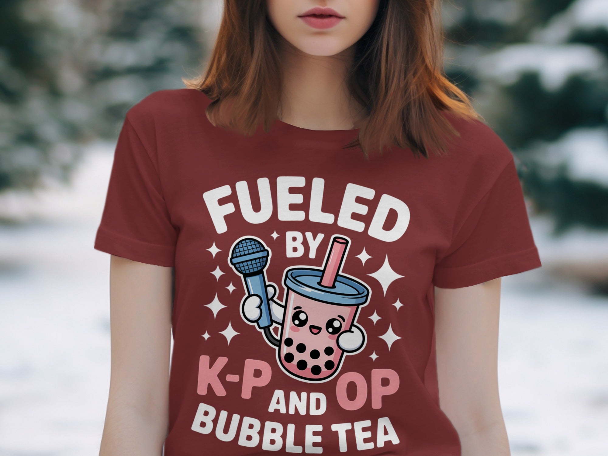 Fueled by K-Pop and Bubble Tea Graphic T-Shirt
