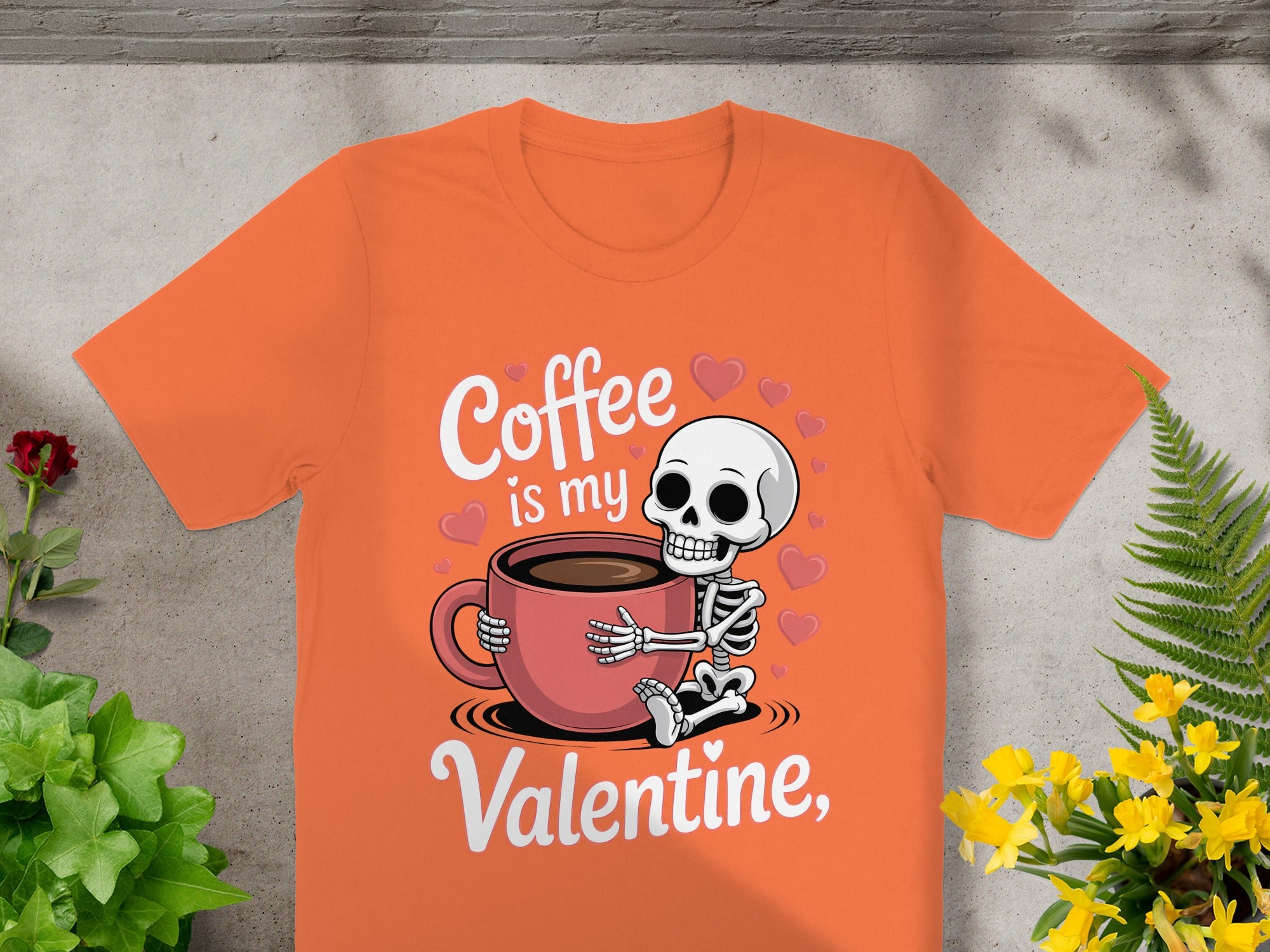 Coffee is My Valentine T-Shirt, Funny Valentine Shirt, Coffee Lover Tee, Skeleton Shirt, Heart T-Shirt, Valentines Day Gift for Her Him