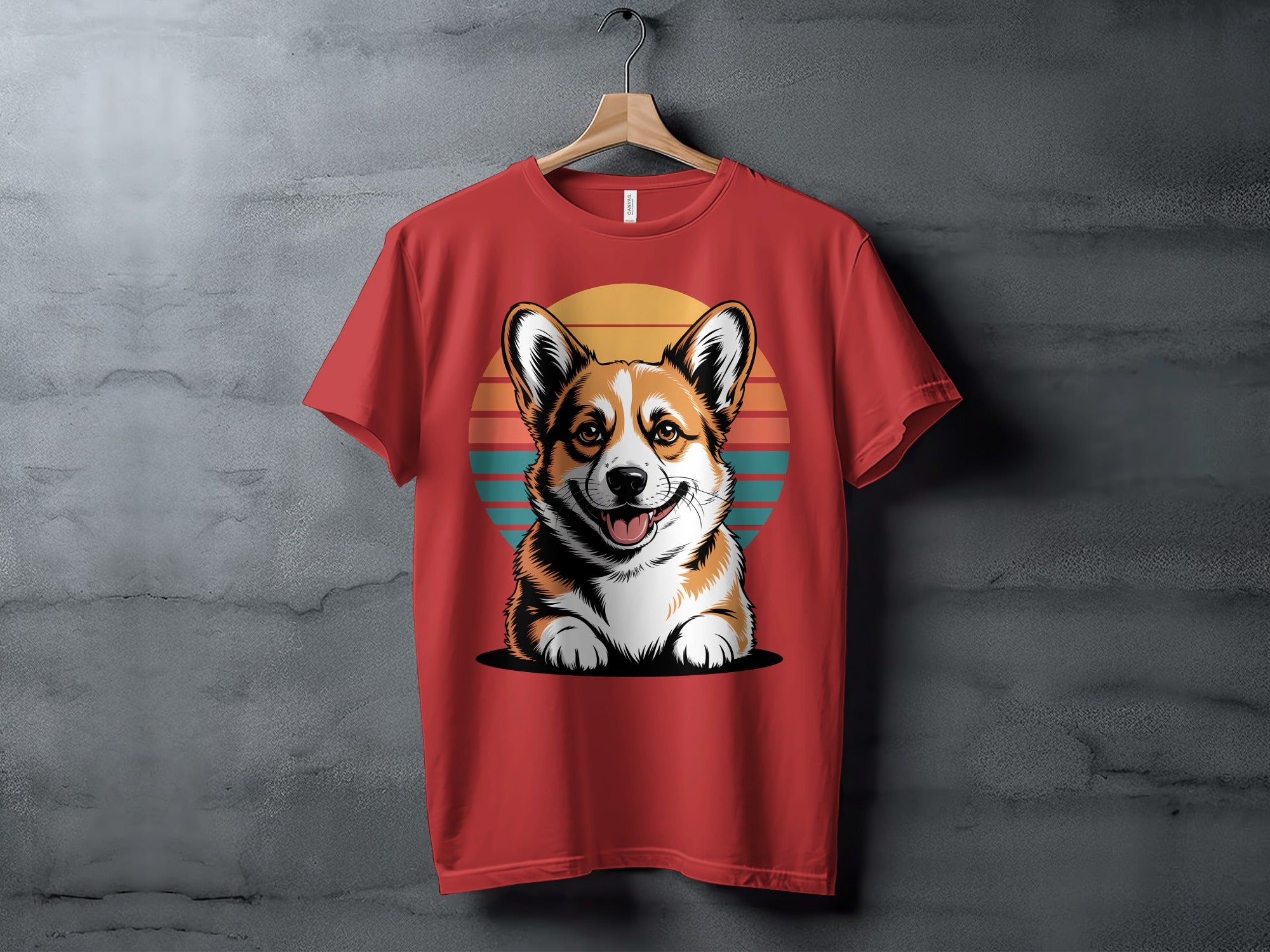 Cute Corgi Dog T-Shirt, Retro Sunset Design, Dog Lover Tee, Unique Graphic Tee, Funny Dog T Shirt, Trendy TShirt, Dog Breed Tee, Pet TShirt