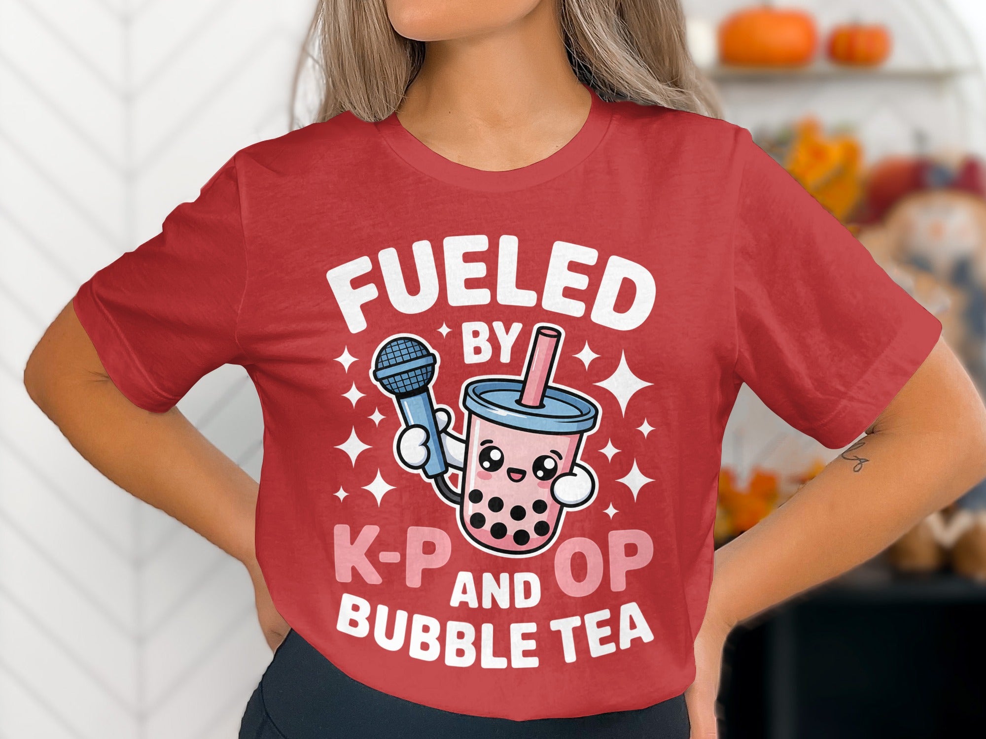 Fueled By K-Pop And Bubble Tea Graphic T-Shirt
