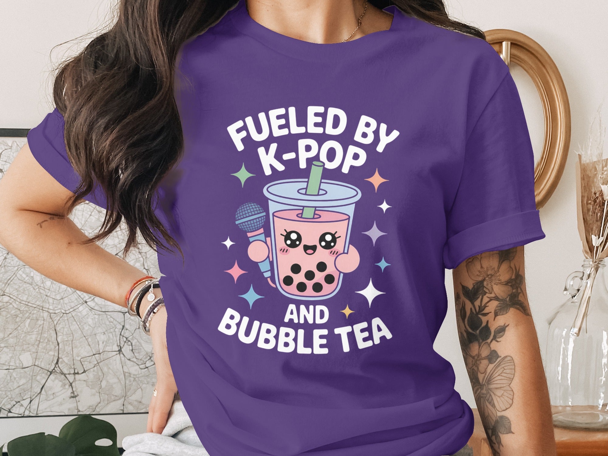 Fueled by K-Pop and Bubble Tea Graphic T-shirt