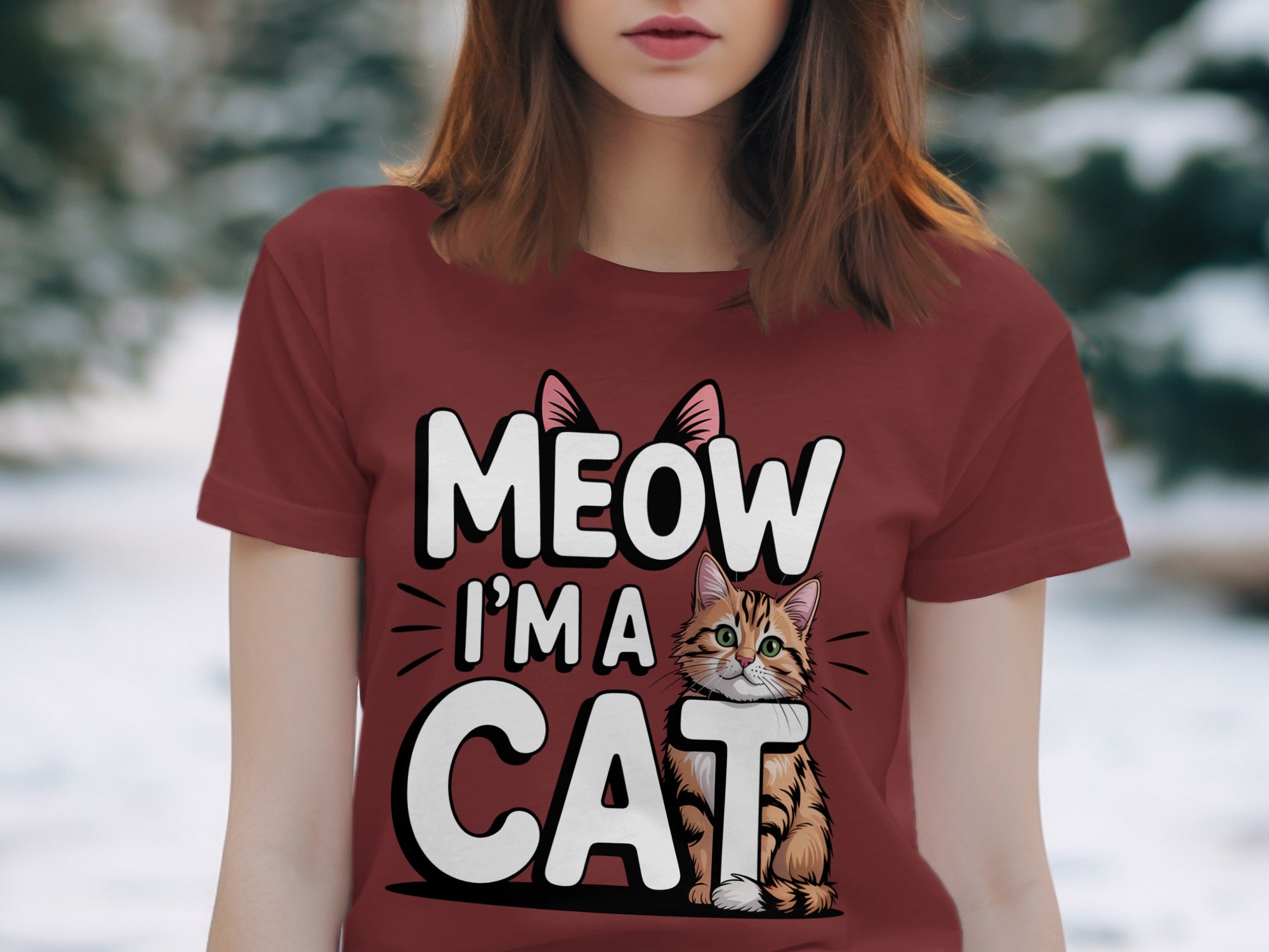 Meow I'm a Cat Graphic Printed Short Sleeve Shirt
