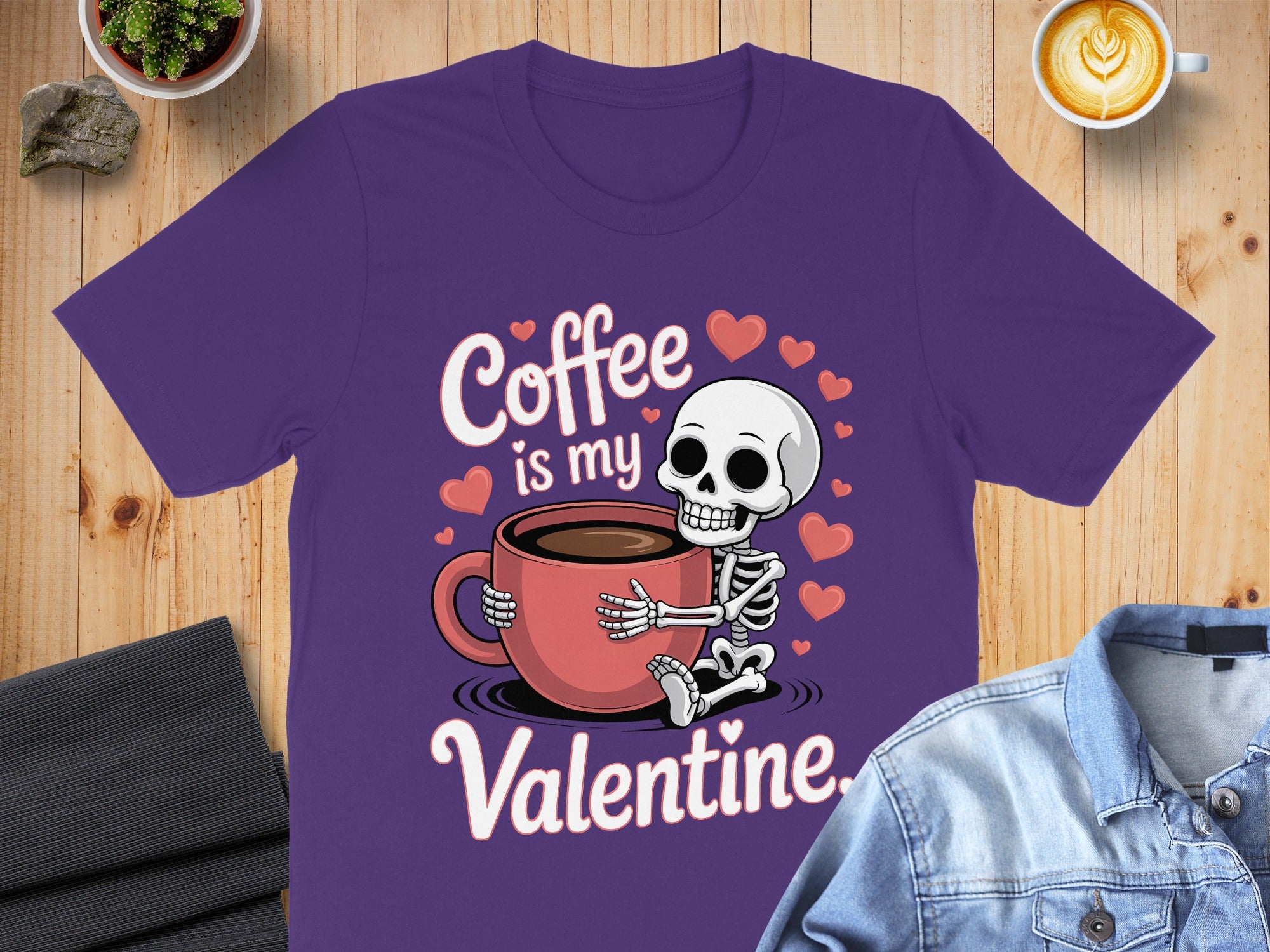 Coffee is My Valentine T-Shirt, Funny Valentine Shirt, Coffee Lover Tee, Skeleton Shirt, Heart T-Shirt, Valentines Day Gift for Her Him