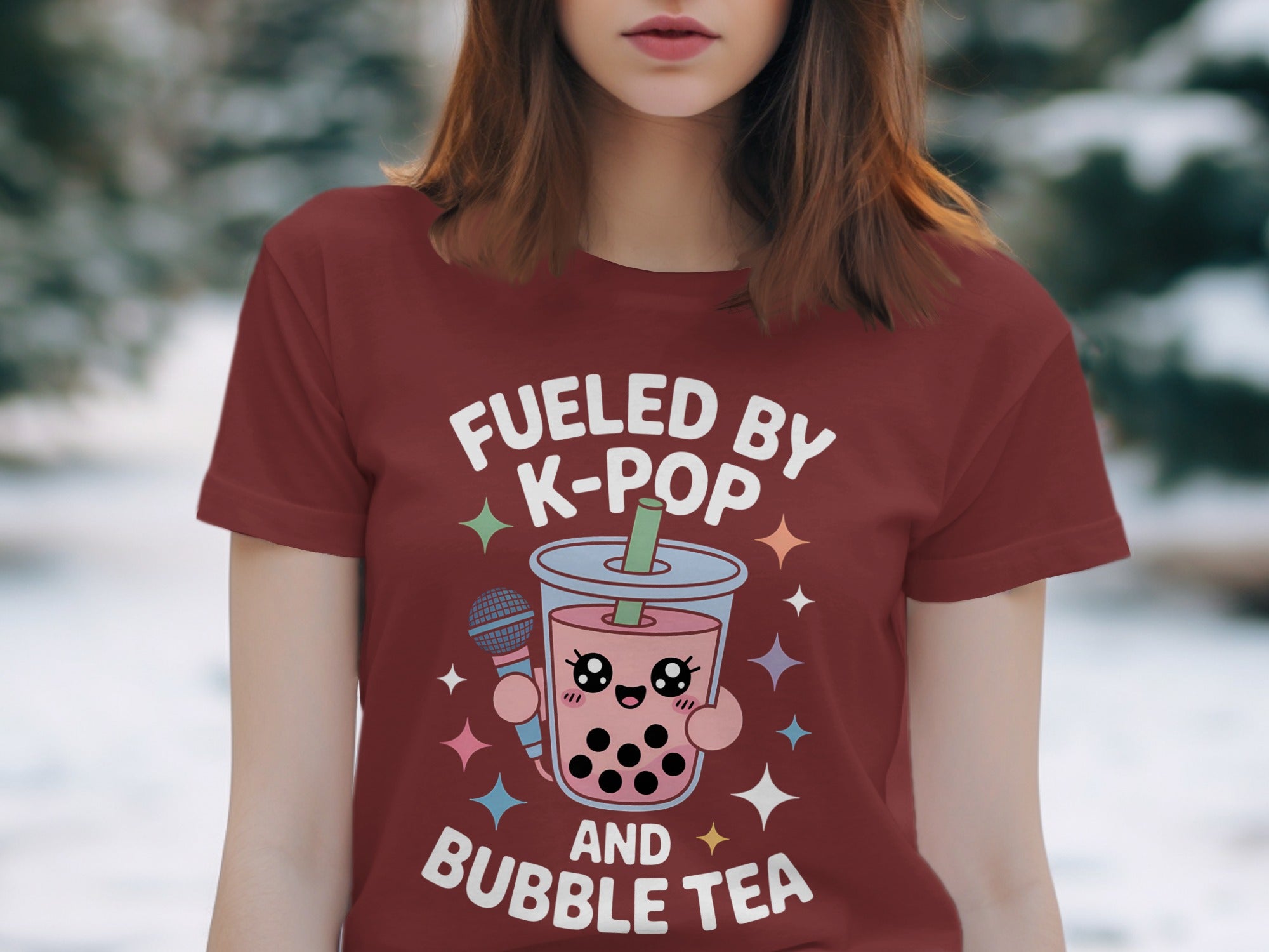 Fueled By K-Pop and Bubble Tea Graphic T-Shirt