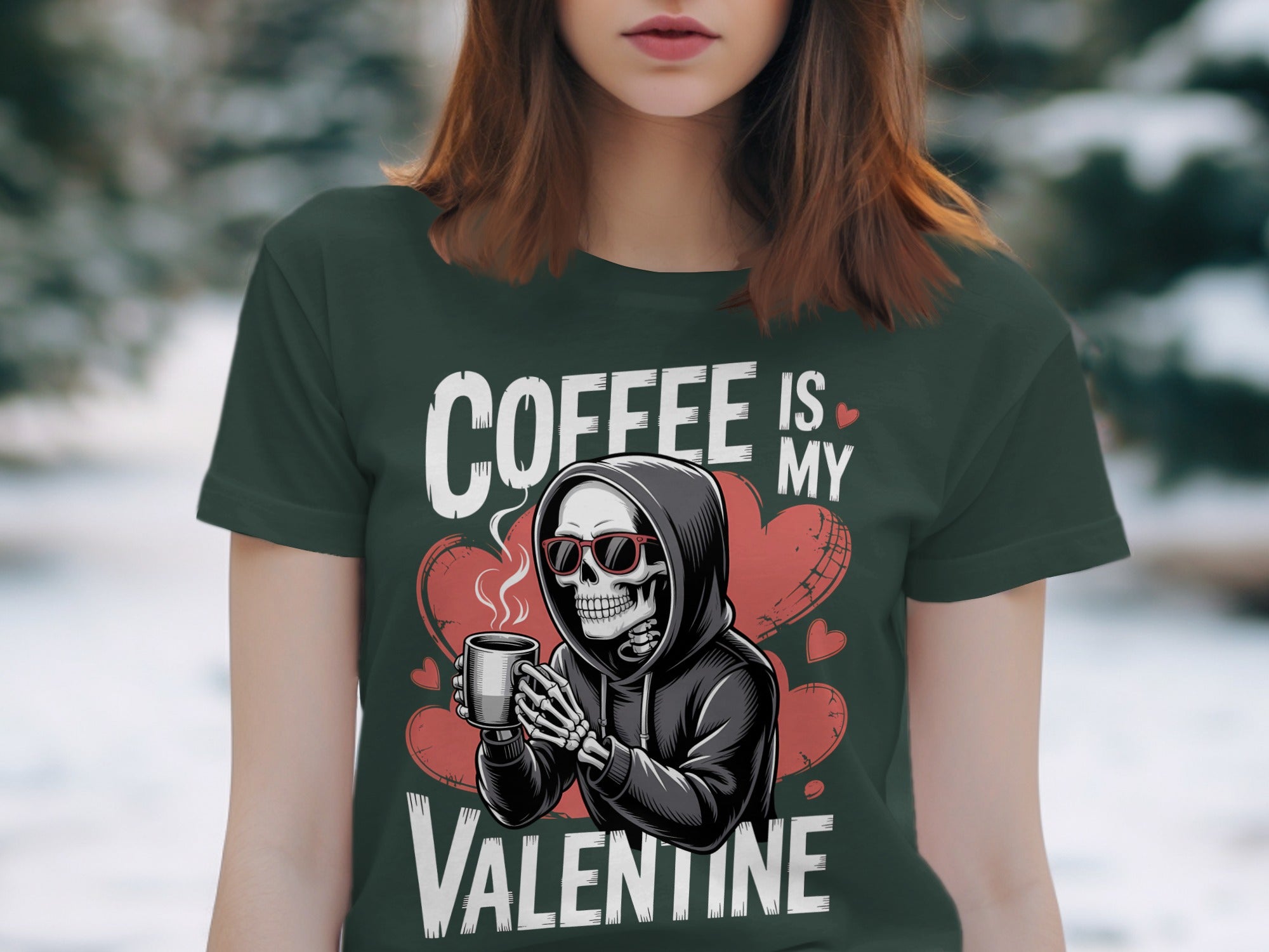 Coffee Is My Valentine T-Shirt, Funny Skeleton T Shirt, Valentine's Day Shirt, Valentines Gift For Coffee Lover, Unique Gift T-Shirt