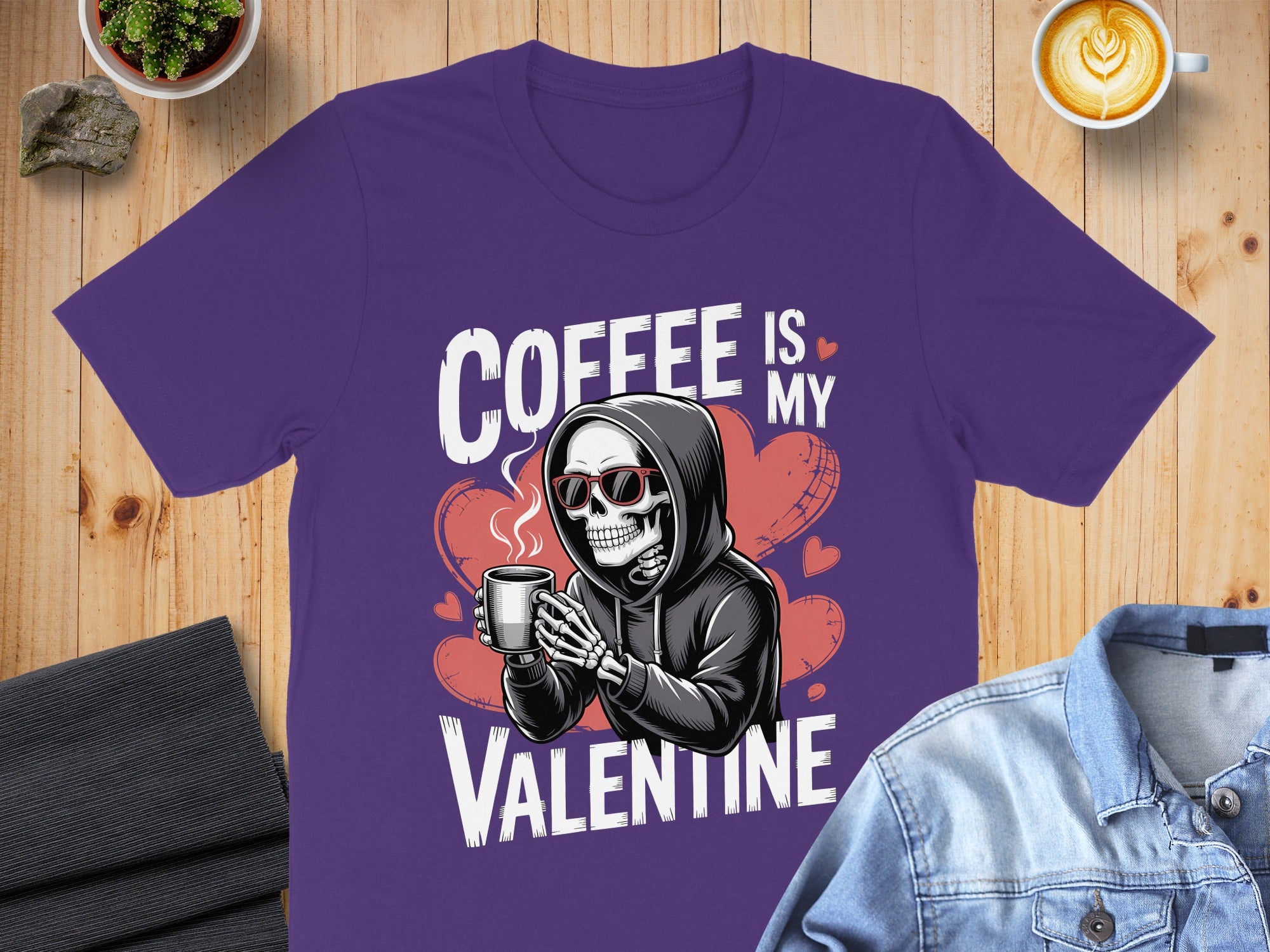 Coffee Is My Valentine T-Shirt, Funny Skeleton T Shirt, Valentine's Day Shirt, Valentines Gift For Coffee Lover, Unique Gift T-Shirt