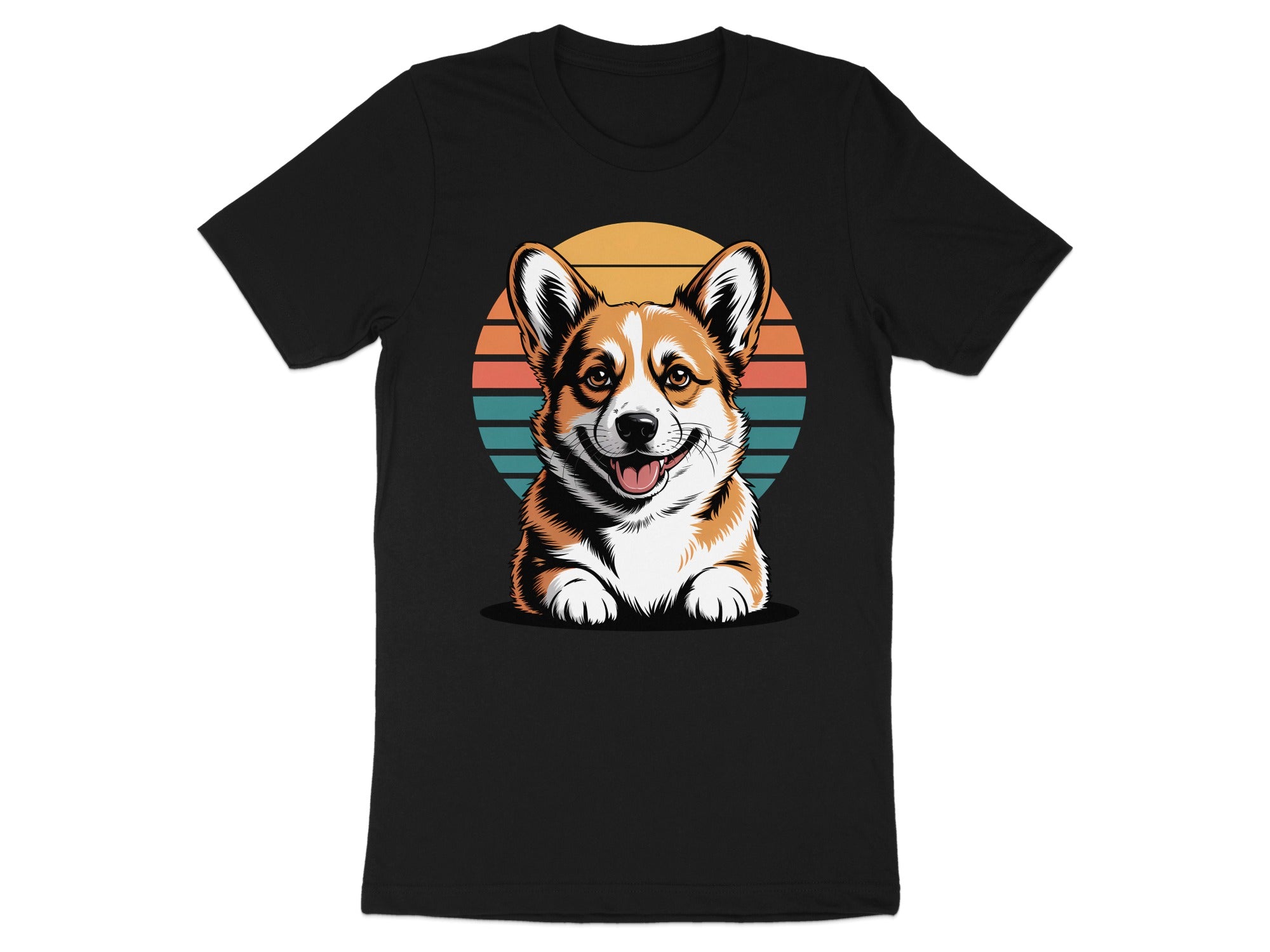 Cute Corgi Dog T-Shirt, Retro Sunset Design, Dog Lover Tee, Unique Graphic Tee, Funny Dog T Shirt, Trendy TShirt, Dog Breed Tee, Pet TShirt
