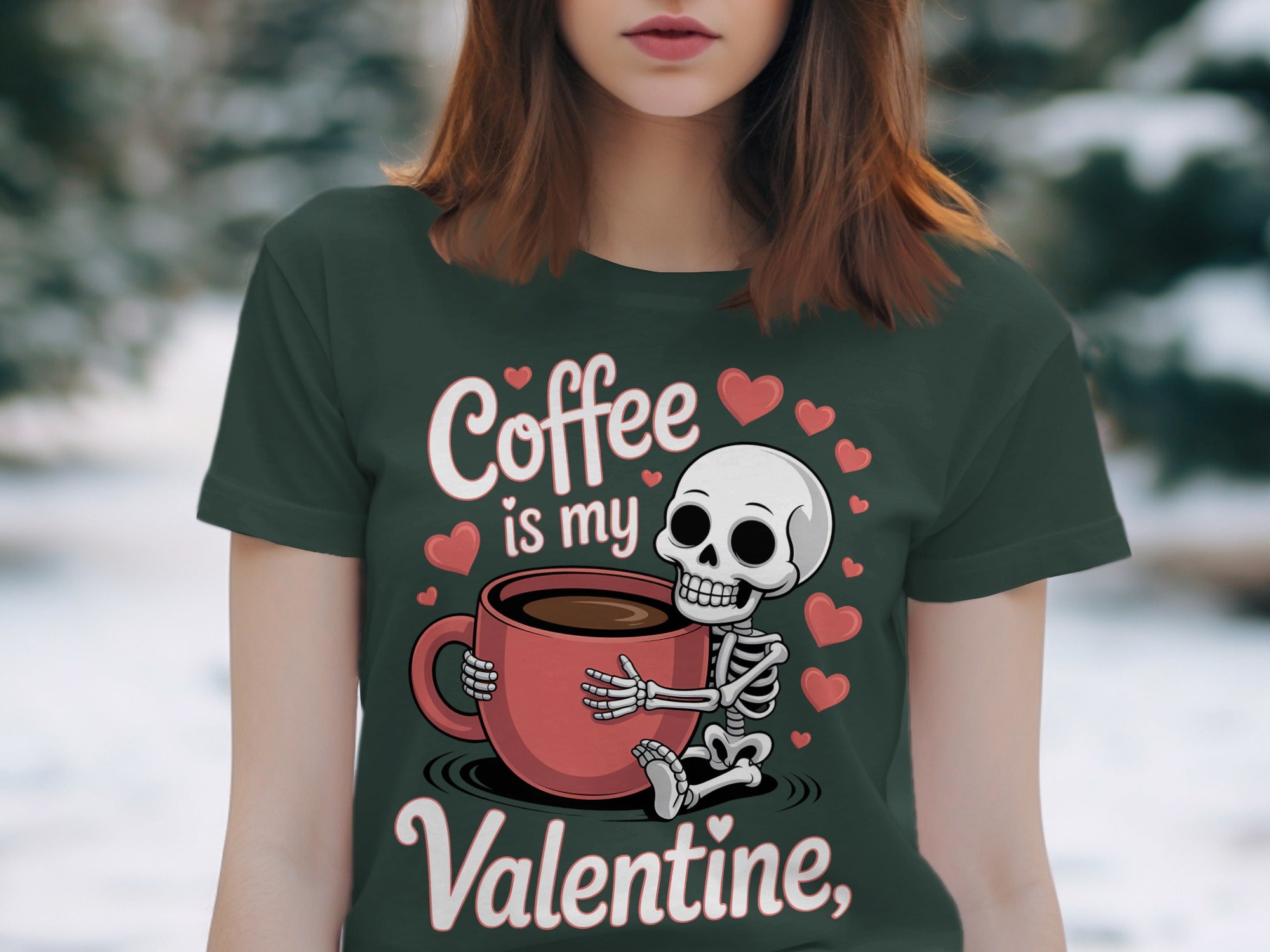 Coffee is My Valentine T-Shirt, Funny Valentine Shirt, Coffee Lover Tee, Skeleton Shirt, Heart T-Shirt, Valentines Day Gift for Her Him