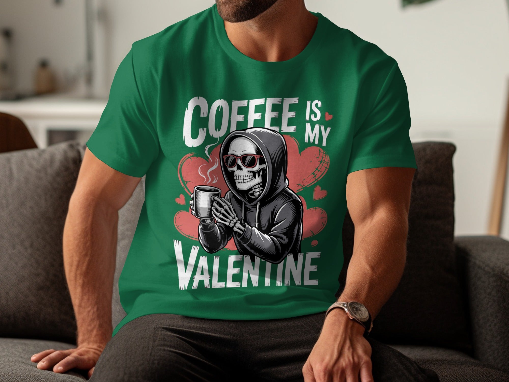 Coffee Is My Valentine T-Shirt, Funny Skeleton T Shirt, Valentine's Day Shirt, Valentines Gift For Coffee Lover, Unique Gift T-Shirt