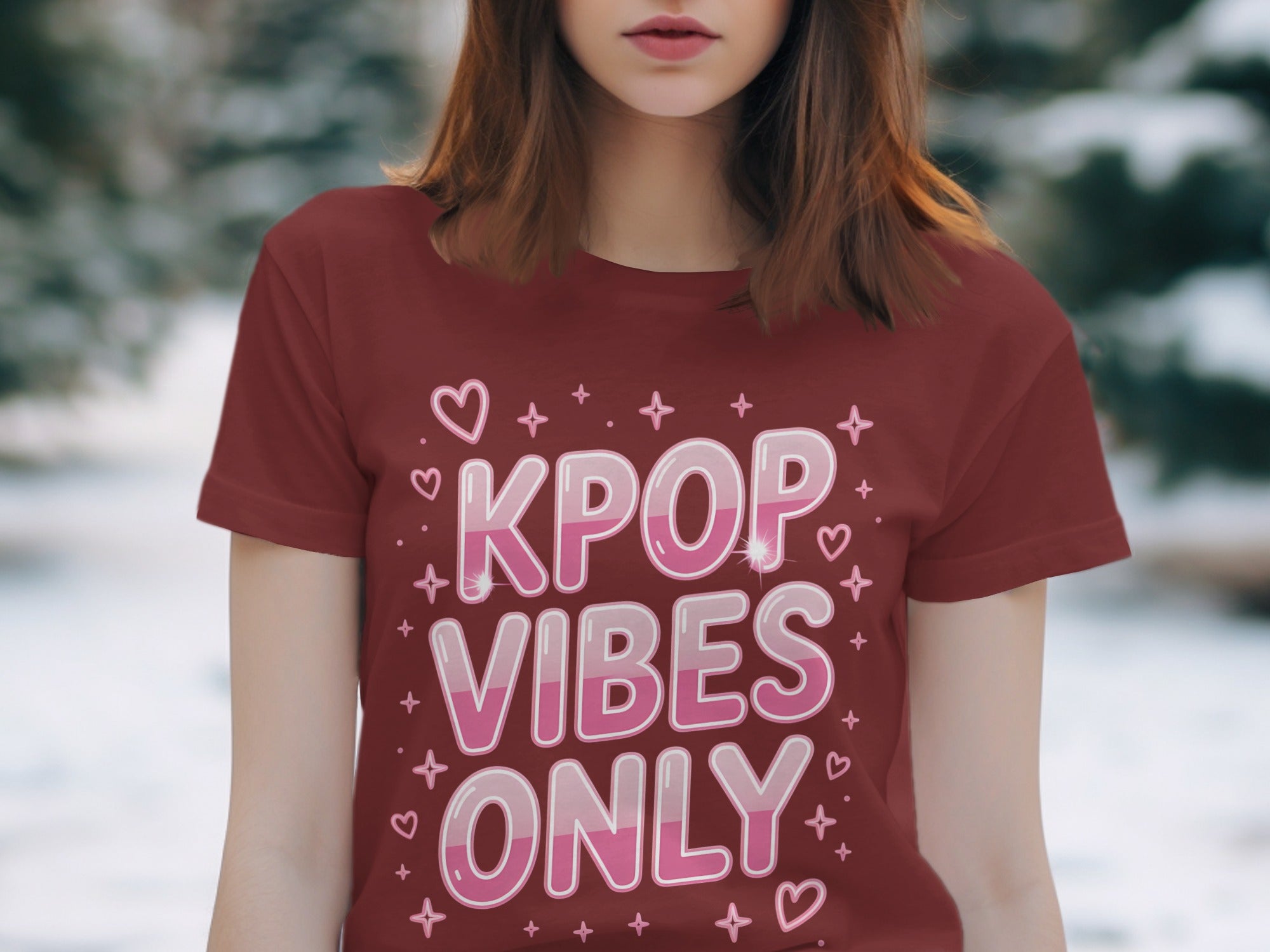 KPOP Vibes Only Heart Design Graphic T-Shirt