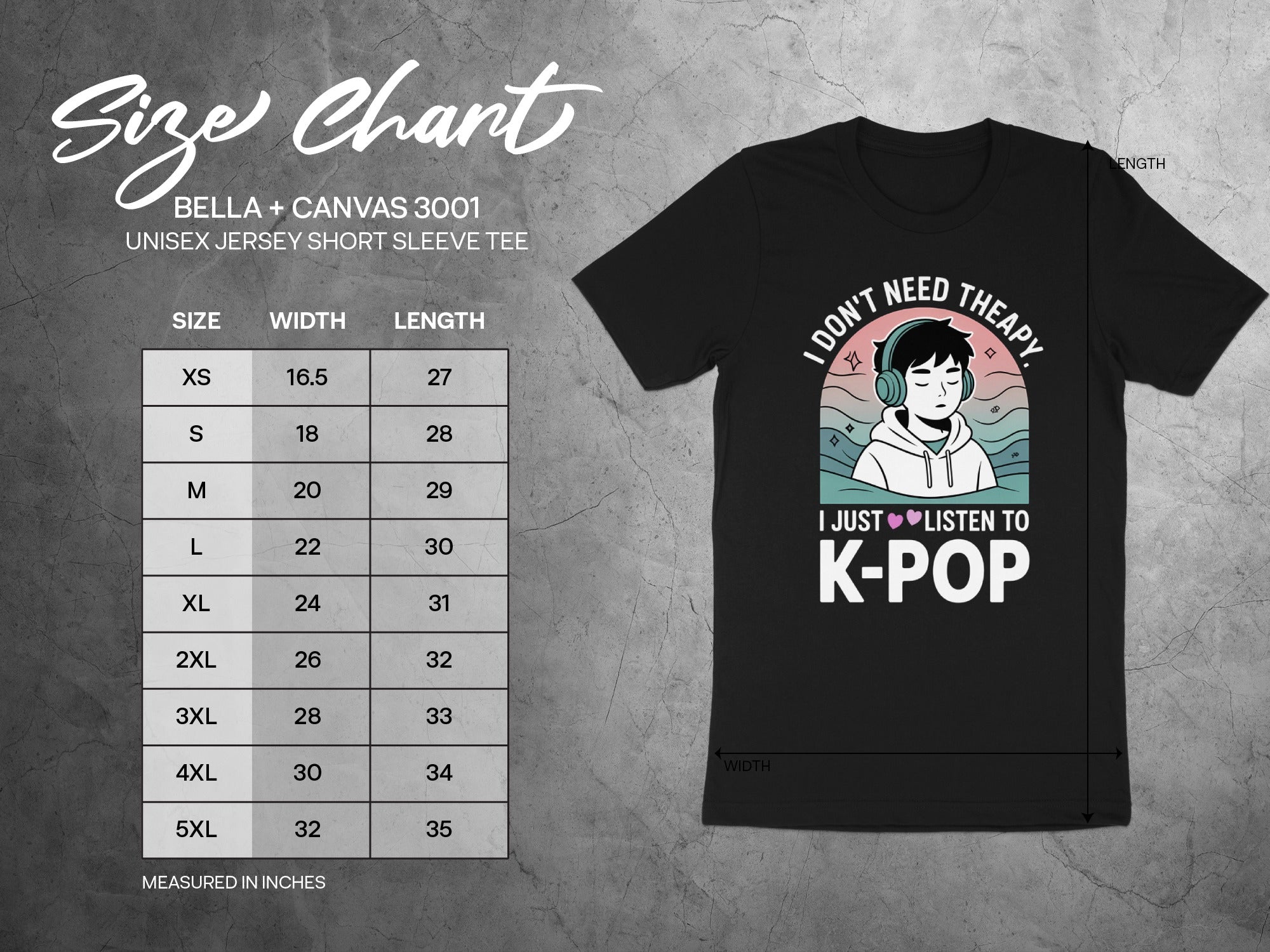 I Just Listen To K-Pop Unisex Jersey Short Sleeve Tee