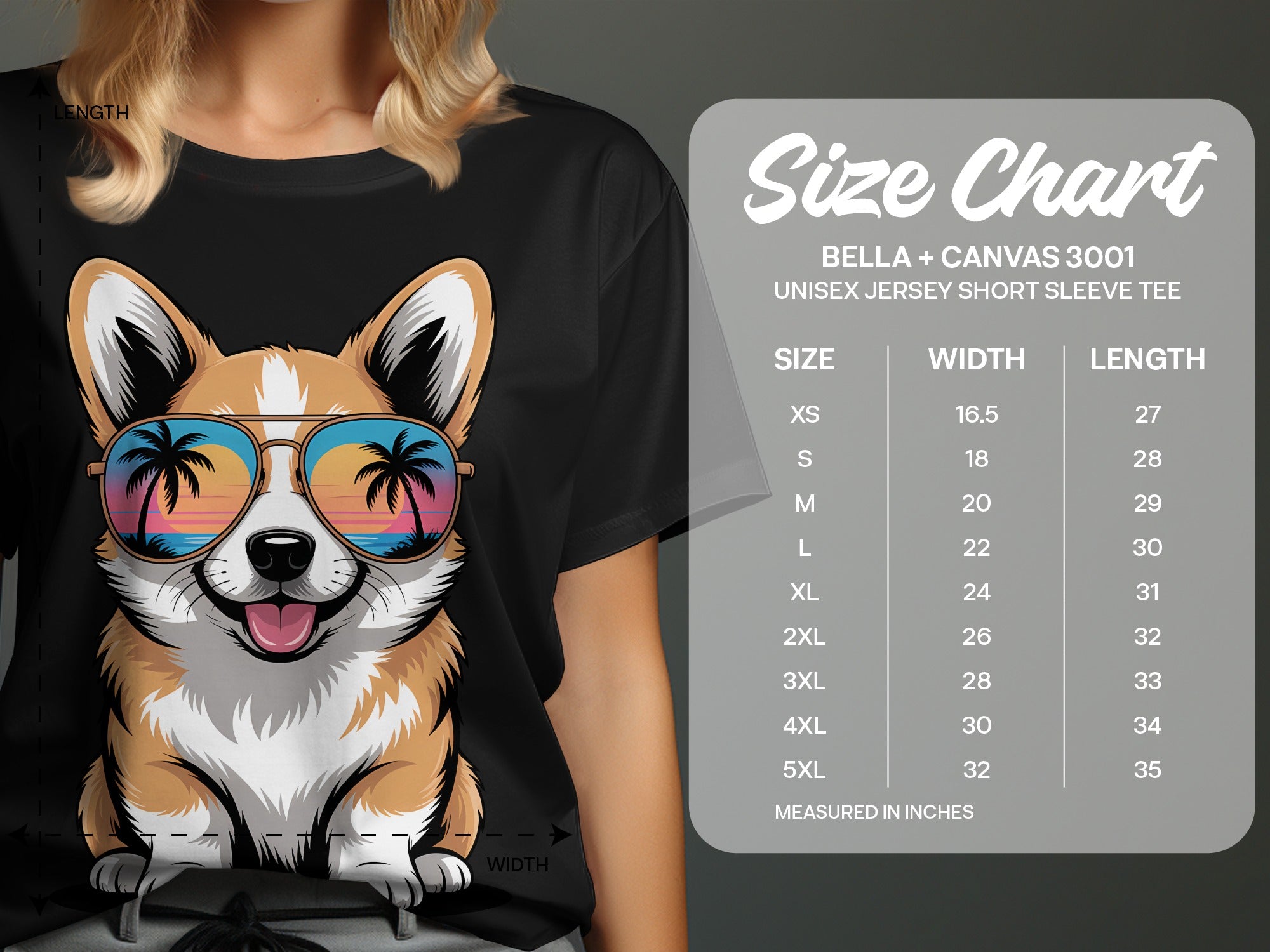 Cool Corgi T-Shirt, Dog with Sunglasses, Beach Sunset Reflection, Cute Puppy Tee, Summer Vibes Apparel, Dog Lover Gift
