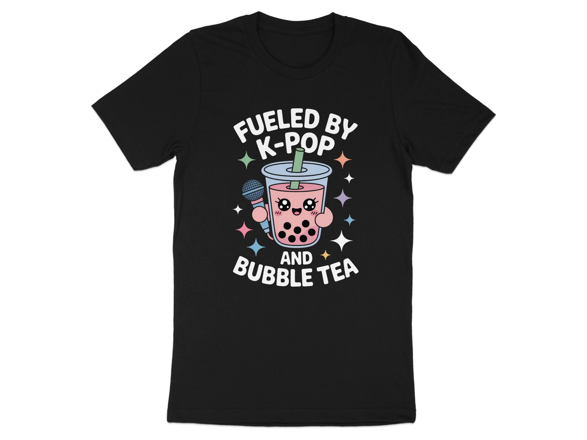 Fueled By K-Pop and Bubble Tea Graphic Tee Shirt