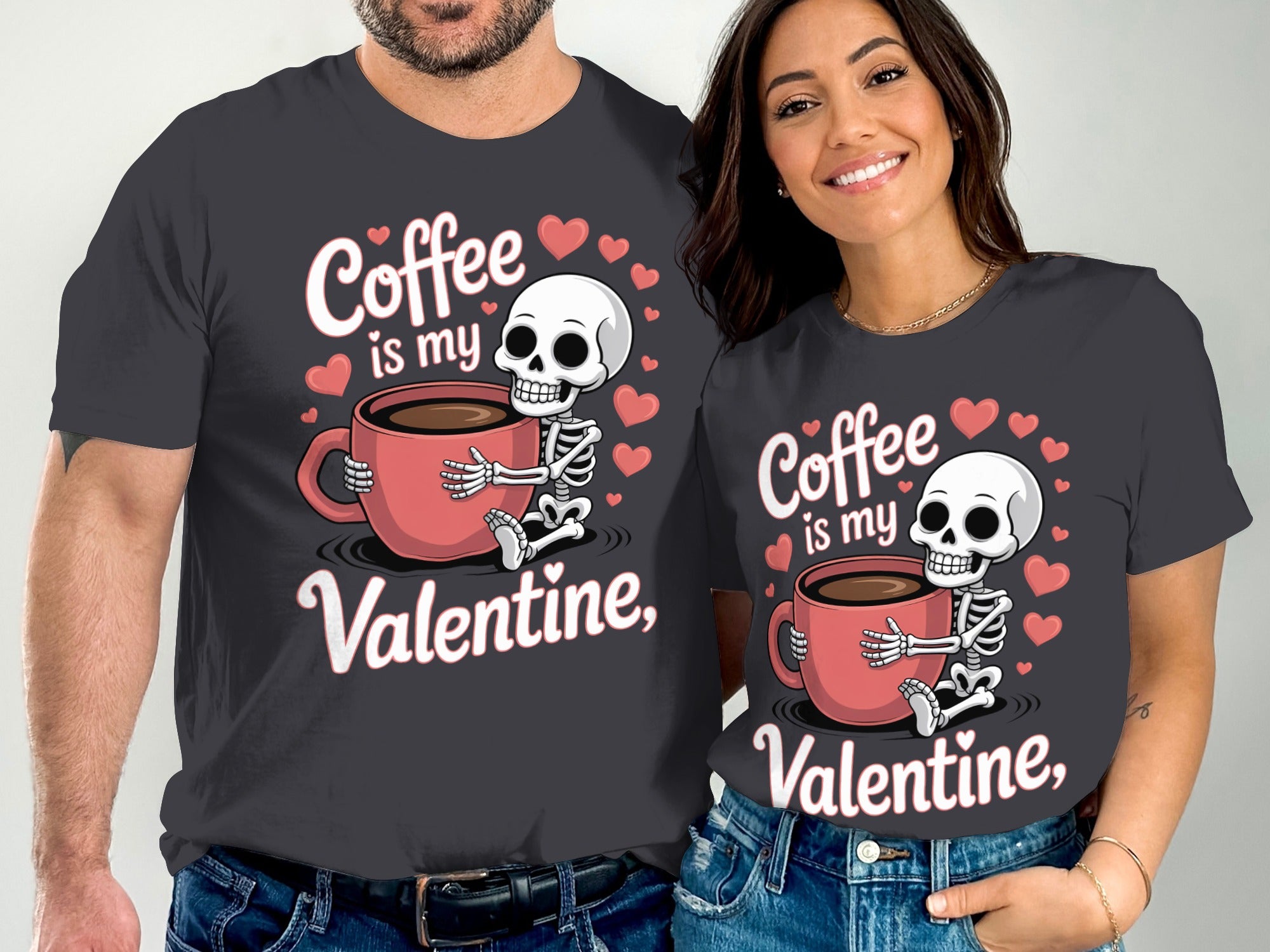 Coffee is My Valentine T-Shirt, Funny Valentine Shirt, Coffee Lover Tee, Skeleton Shirt, Heart T-Shirt, Valentines Day Gift for Her Him